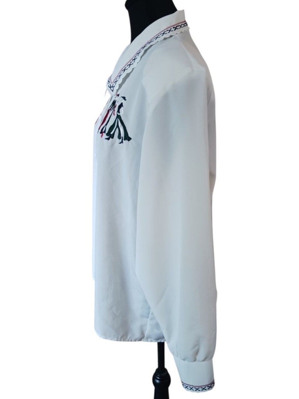 Vintage Jessica Embroidered Size 18 White Long Sleeve Button-Up Polyester Blouse - Picture 10 of 16